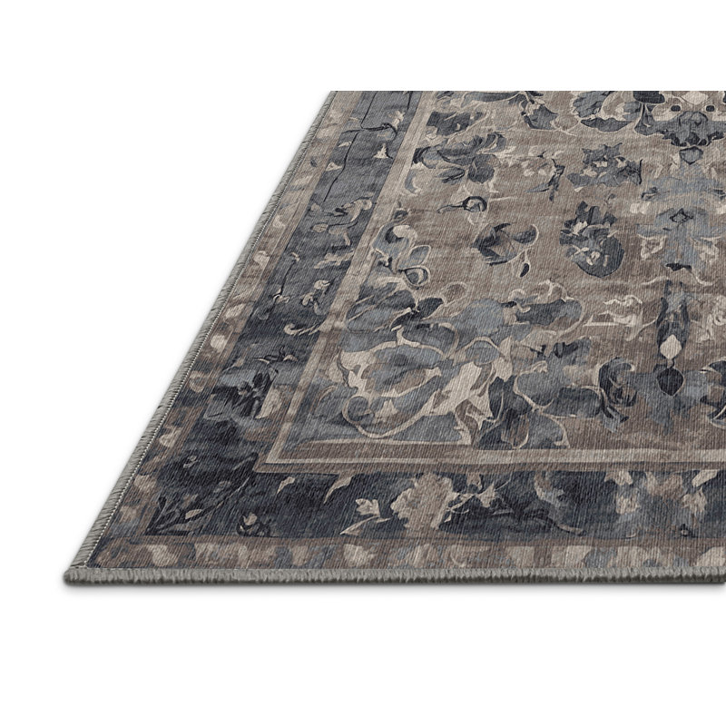 Machine Washable Gray Area Rug, Square 6'