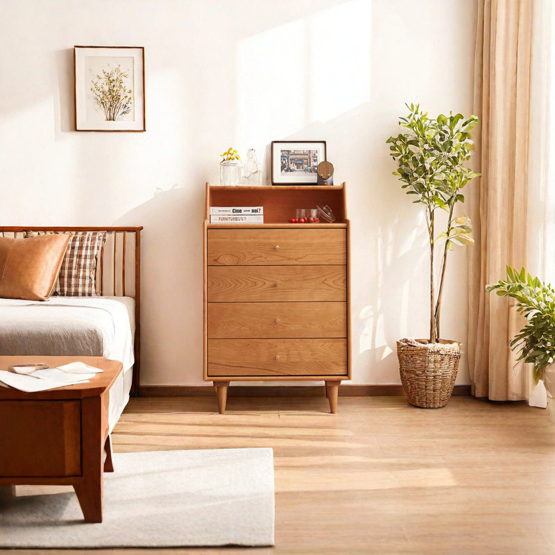 Commode d'appoint en bois massif simple cerise