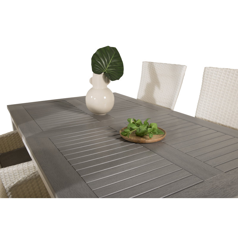 Jayesh 4 - Person Patio Dining Set with Extendable Rectangular Table , Cushions Included, White, 75cm H x 160cm L x 90cm W