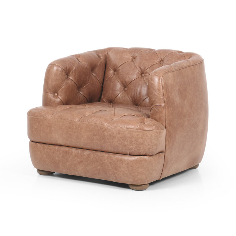 Paul Club Chair, Sanoma Chestnut Genuine Leather