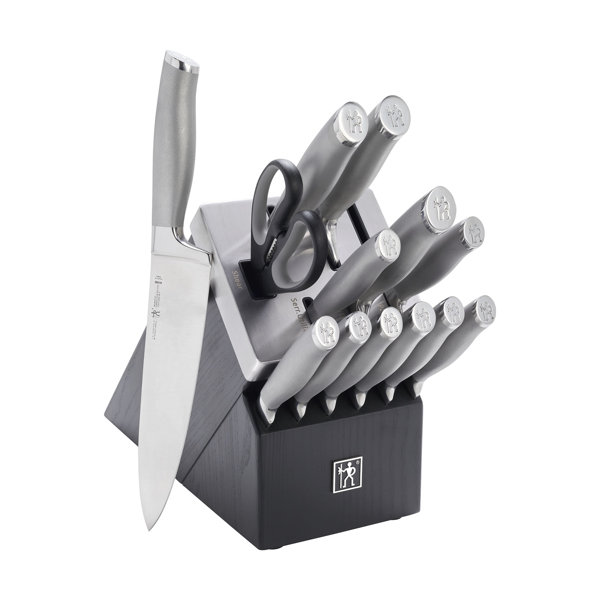 HENCKELS Modernist 14-Piece Self-Sharpening Knife Set with Block, Chef Knife, Paring Knife, Bread Knife, Steak Knife, Stainless Steel