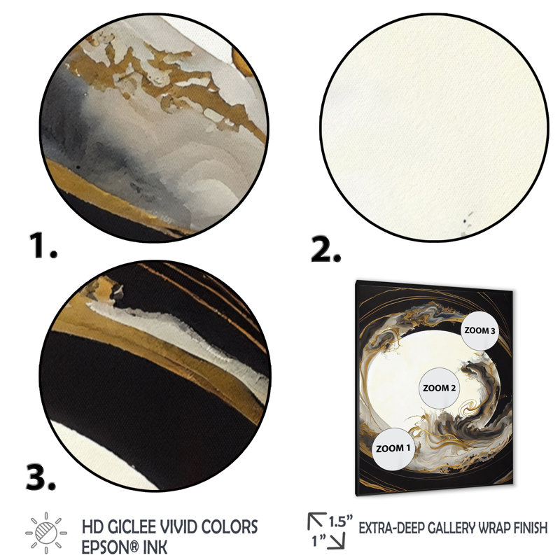 «Gold Glamour Wave I», reproduction sur toile, Cadre photo noir, L 12 po x H 20 po