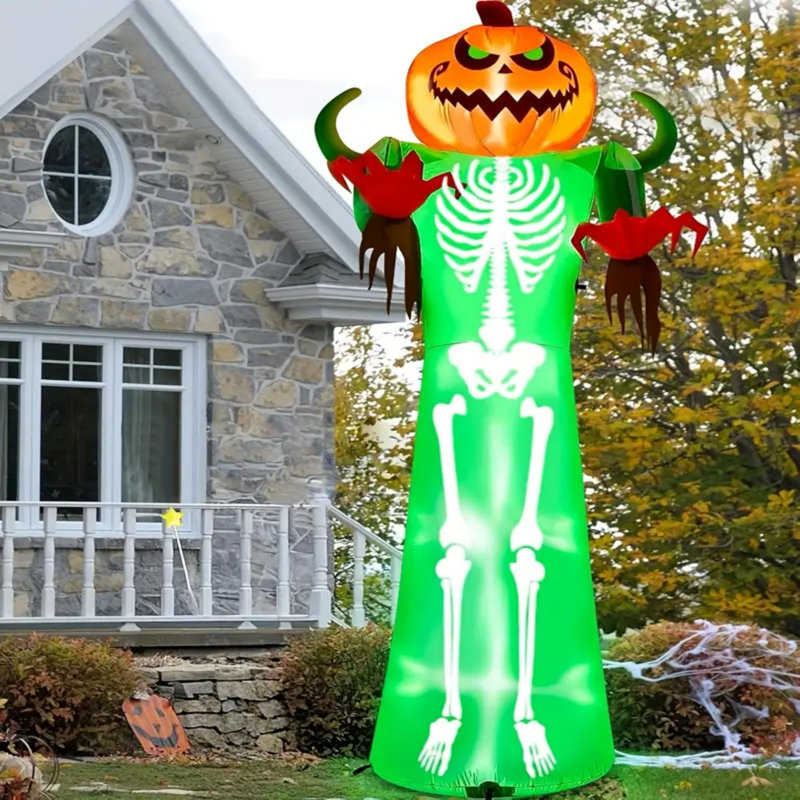 Décoration d'Halloween gonflable 12 pi 12 pi avec lumière DEL et citrouille géante pour Halloween