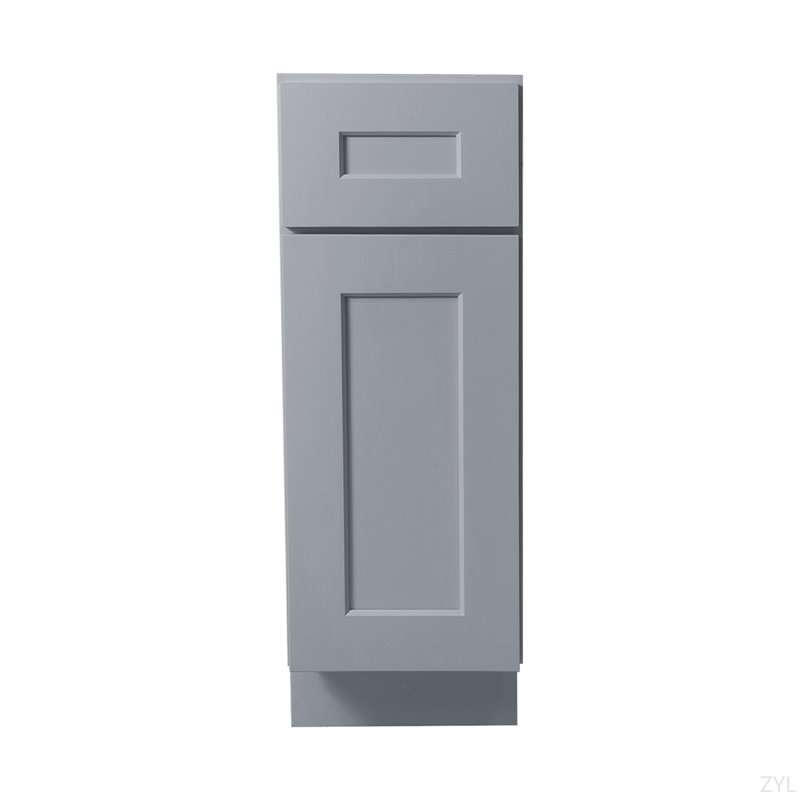 Armoire de base en bois massif gris foncé Shaker, pour la cuisine, la buanderie et la salle de bain