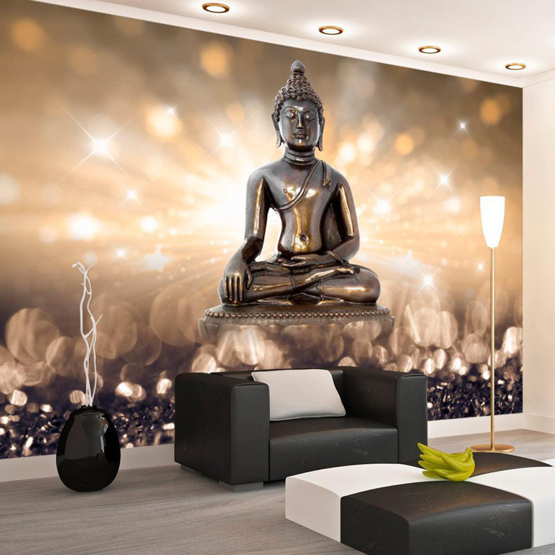 Adhésif mural Bouddha Bovian, L 124 po x l 173 po, Rouge/bleu
