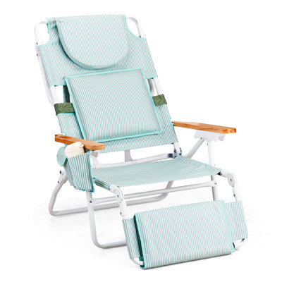 Chaise de plage pliante en aluminium avec porte-gobelet (ensemble de 1)