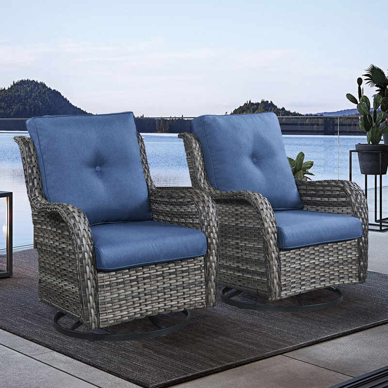 Chaise de patio avec coussins Tonry, gris, Gris clair