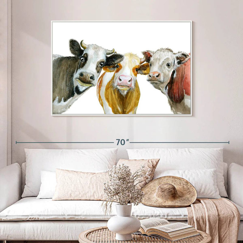 Cows, 46" X 31", Floating Frame White