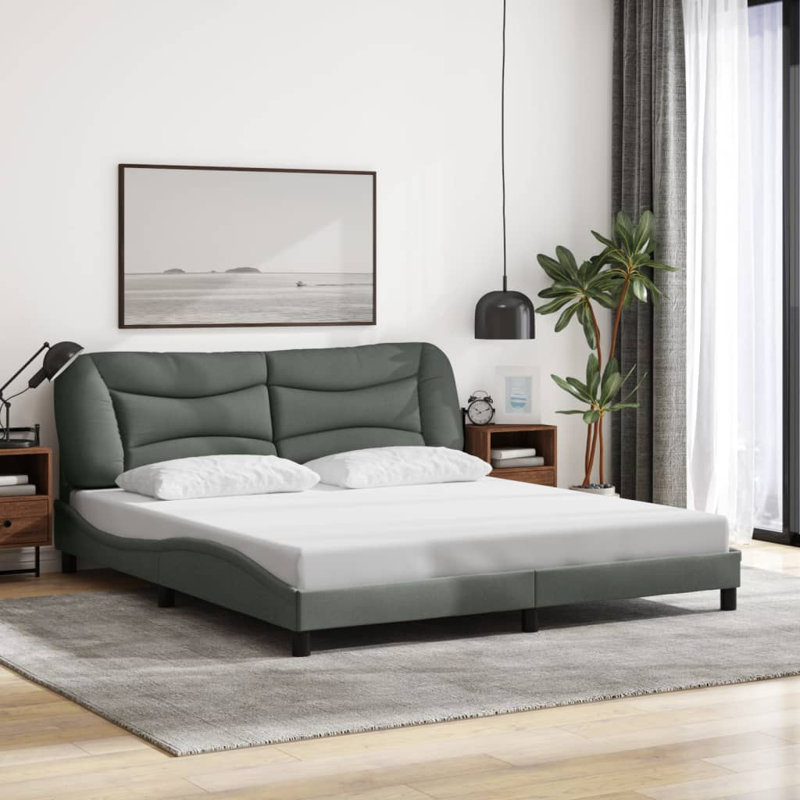 Structure de lit sans matelas brun foncé Hvar 180 x 200 cm, King 70,9 x 78,7 pouces, Brown