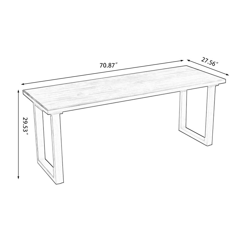 Bureaux rectangulaires en bois massif noyer, H 29,53 po x l 70,87 po x P 27,56 po