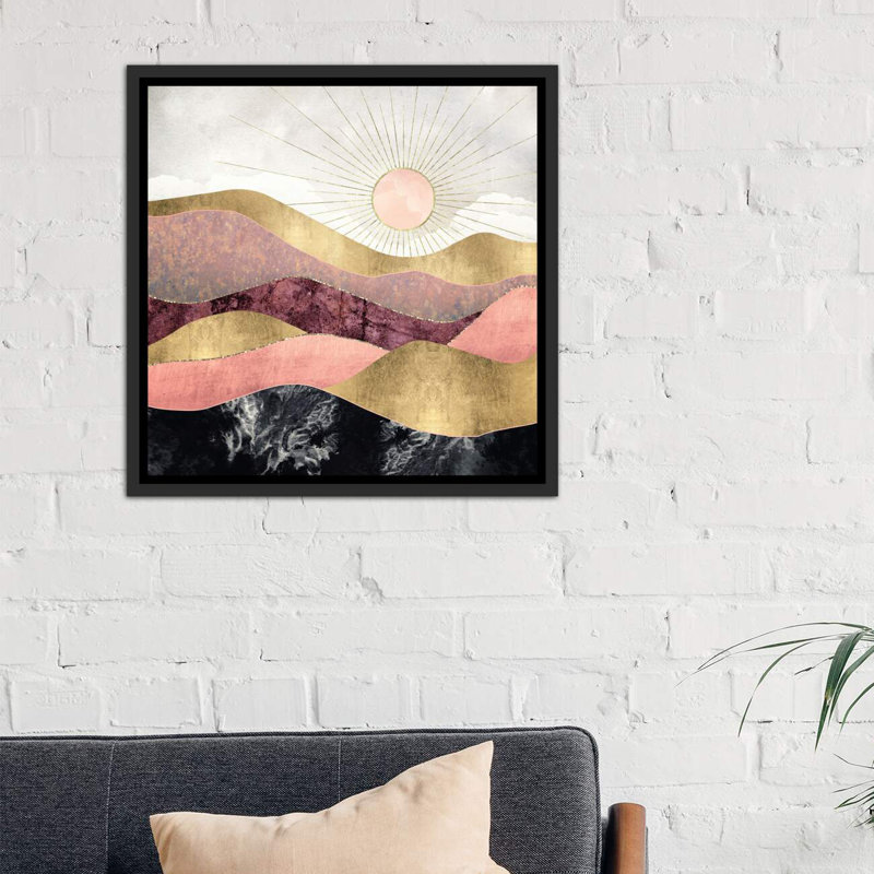 « rosé sun » par spacefrog designs-print, Toile avec cadre noir patiné, H 37 po x l 37 po x P 1,5 po