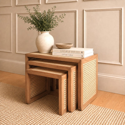 Solid Wood Top Frame Nesting Side Tables