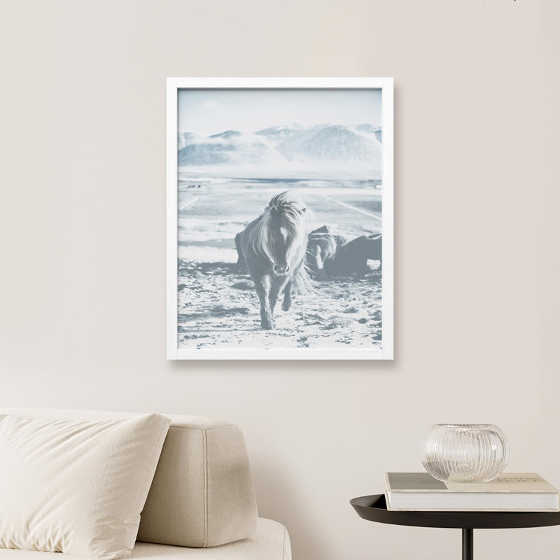 «Wave Beach Shore Horse Pony Animal Duotone Ocean» sur, Blanc, H 14 po x l 11 po