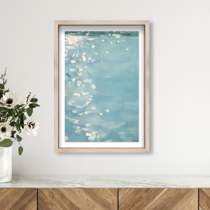 Lights on the Water II Shadowbox Abstract Print by Oliver Gal, Black Frame, 10 x 15, 25.5"H x 17.5"W, Natural Oak Frame