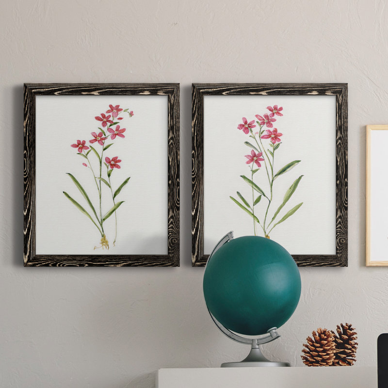 Delicate Pink I - ensemble de 2 peintures sur toile encadrées, Noir, H 31,5 po x l 43,5 po x P 1 po