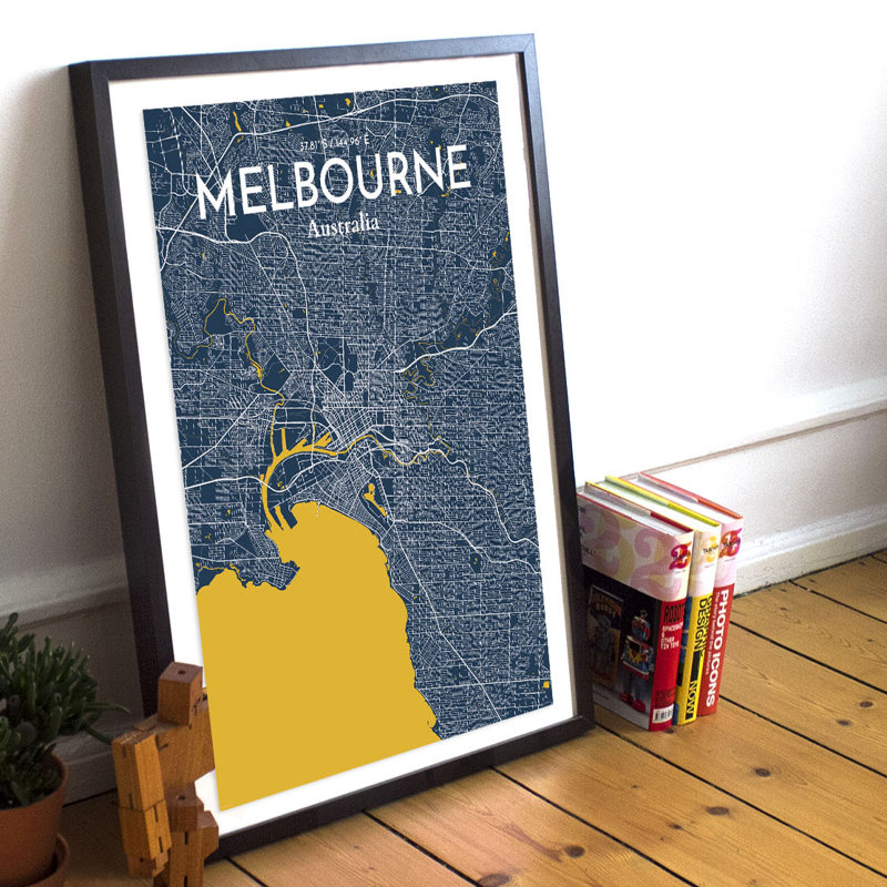 Melbourne City Map - No Frame Print, 91.4cm H x 61cm W x 0.13cm D x 0.13cm D
