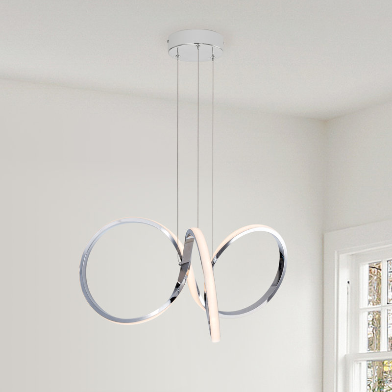 Integrated LED, Ring Ceiling Light, Dimmable Hanging Lamp, Chrome