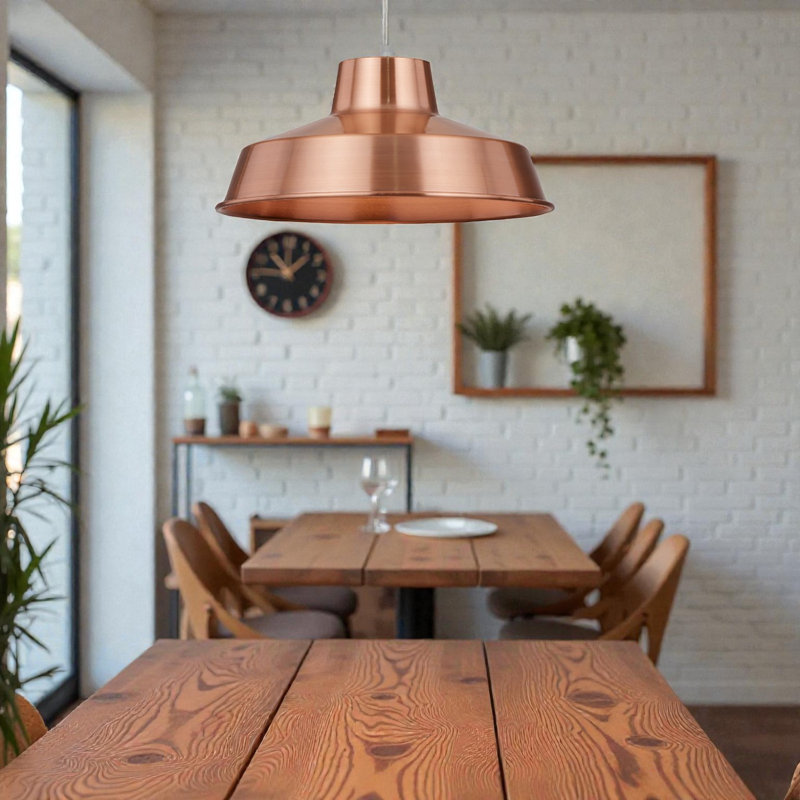 Pluto 12cm H Metal Bowl Pendant Shade ( Screw On ), Copper