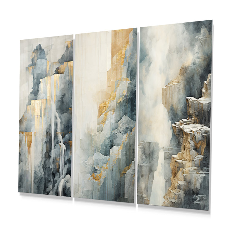 Elene - Ensemble de 3 décorations murales cascade en métal, H 32 po x l 48 po