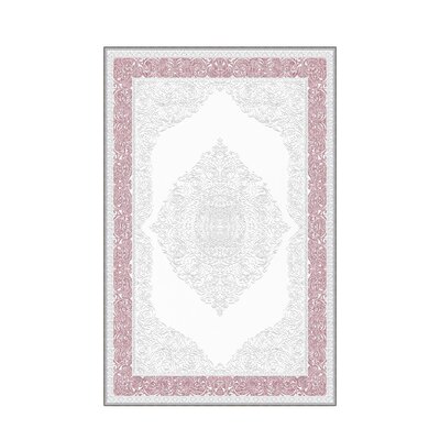 Oriental Machine Made Flatweave Polyester Area Rug in White/Pink -  East Urban Home, 9E2C6F39FB1B456EAE8E04DC9A251DE3