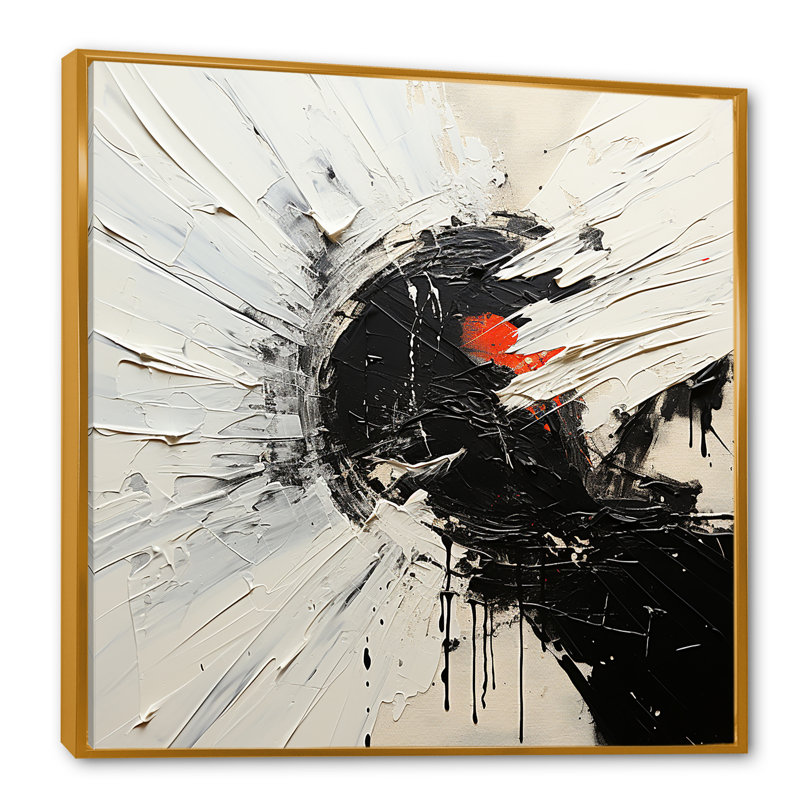 Noir et blanc lunaire II sur toile, H 16 po x l 16 po x P 1 po, Cadre flottant doré