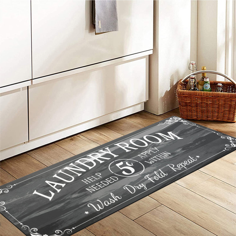 Gray Laundry Room Mat Kitchen Mat