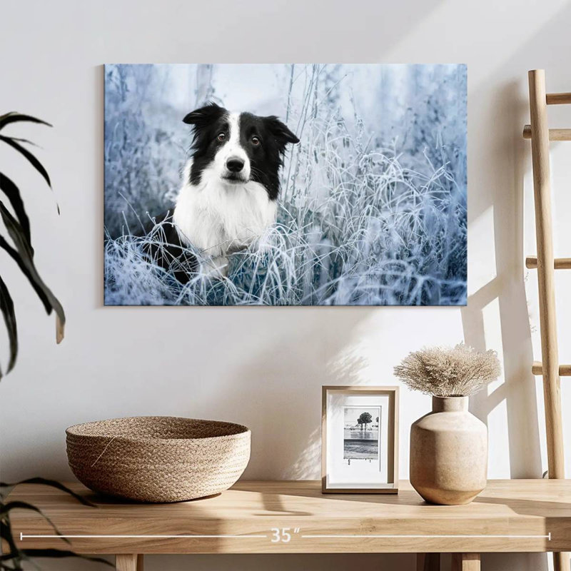 Winter Border Collie, 30" H x 45" W