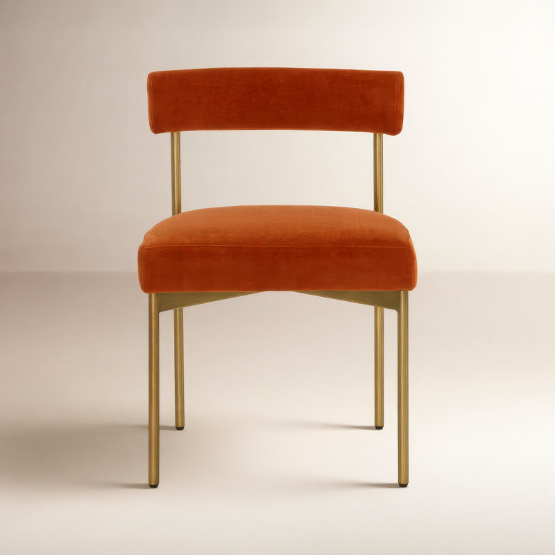 Seneca Upholstered Dining Chair, Cream, Gold
