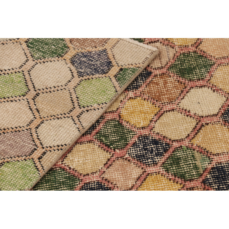 Vintage Turkish Rug, Mosaic-Inspired Multicolor Geometric Design - Rug & Kilim