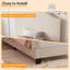 Structure de lit simple en tête de lit simple en velours côtelé - Plateforme robuste et silencieuse, lattes en bois, aucun sommier requis, assemblage facile, blanc-251504588