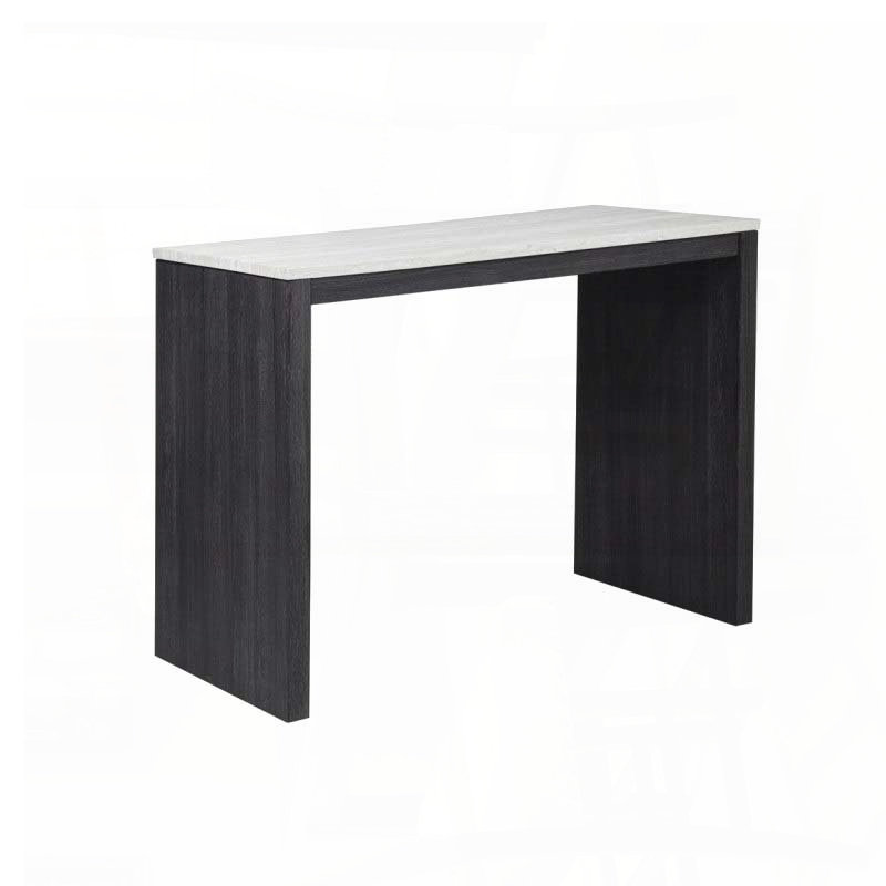 Table de salle à manger à hauteur de comptoir en faux marbre pour 2 personnes - structure en bois, 47,25 po x 22 po