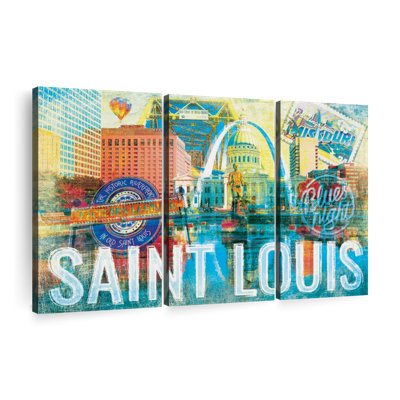 " Saint Louis City Landmarks Grunge " by PaintboxJenny 3 - Pieces