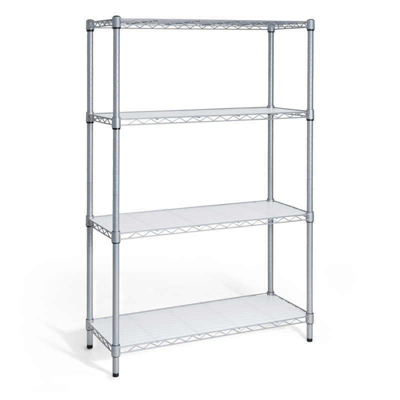 CAPHAUS Kymberly NSF Adjustable Height Wire Shelving Unit w/ Liner, 4-Tier No Wheels W/Liners, Silver Grey