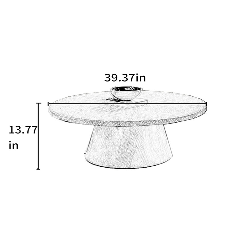 Natural Travertine Coffee Table, 13.77" H x 39.37" L x 39.37" W