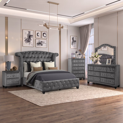 Rausch Upholstered Standard 5 Piece Bedroom Set