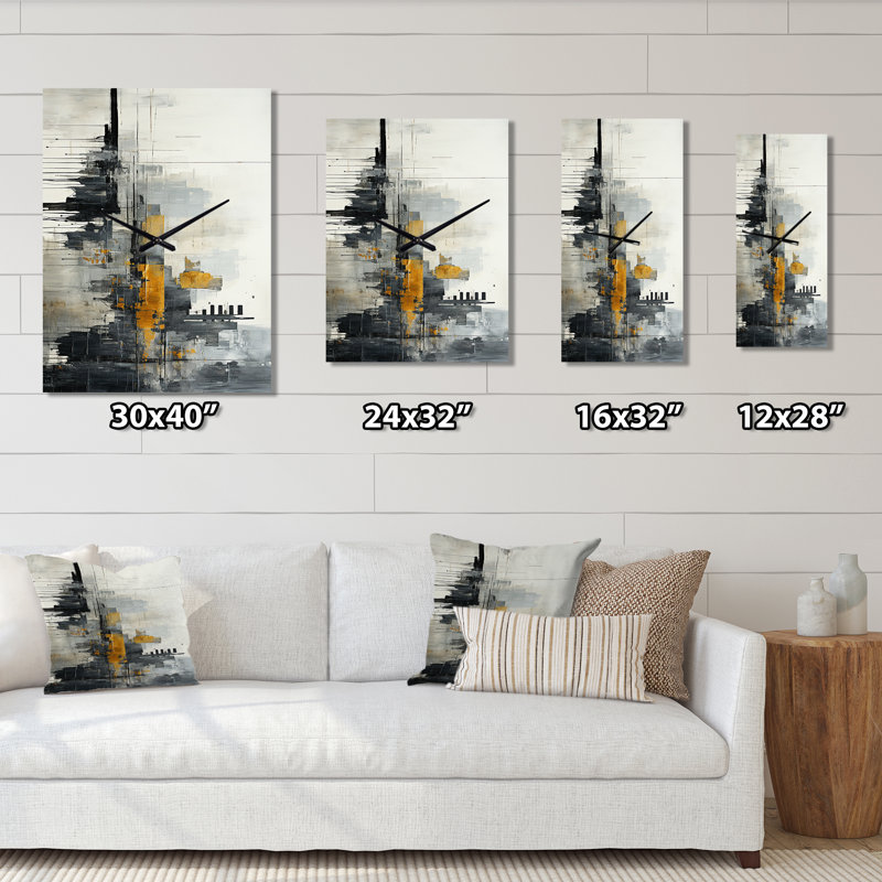 Horloge murale abstraite Cityscape III - Collages abstraits, H 32 po x l 24 po x P 1 po