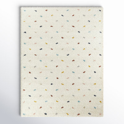 Mayon Dot Rainbow Colored Shag Area Rug