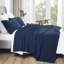 Couverture 100% coton gaufré bleu marine Waffle-119070200-119070202