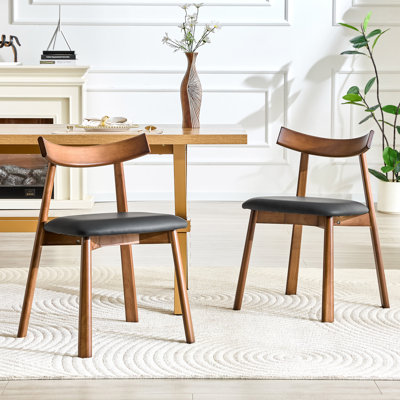 Chaise d'appoint en bois massif, chaises de salle à manger modernes avec dossier ergonomique courbé (ensemble de 2)