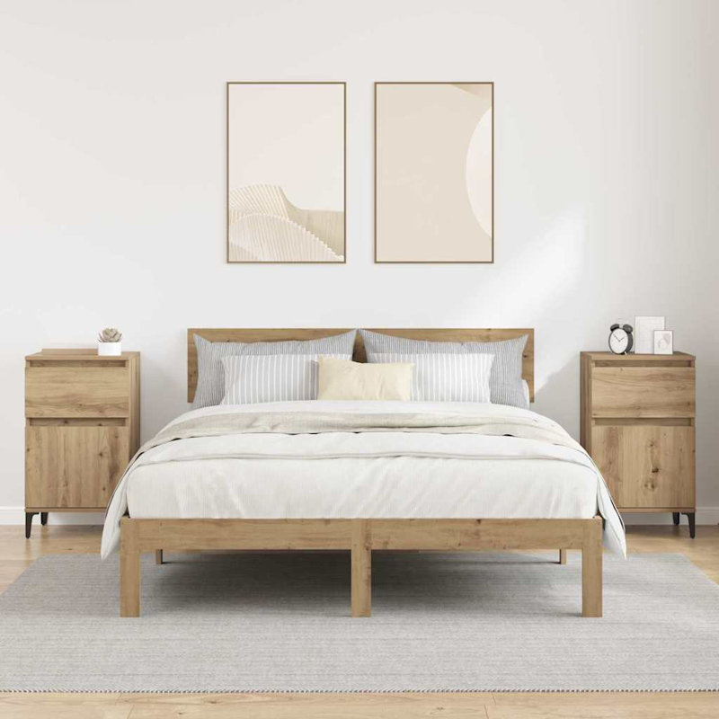 Bedside Cabinet 2 Pcs 40 X 35 X 70 Cm Engineered Wood, Artisan Oak