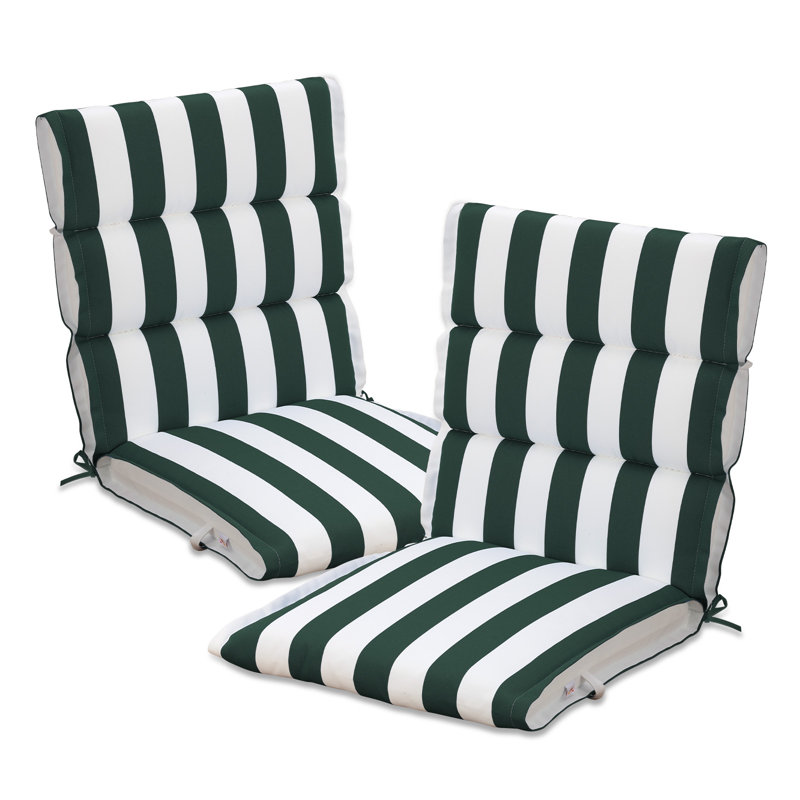 2 Pack Outdoor Chair Cushions, 100x50x6 cm, Green