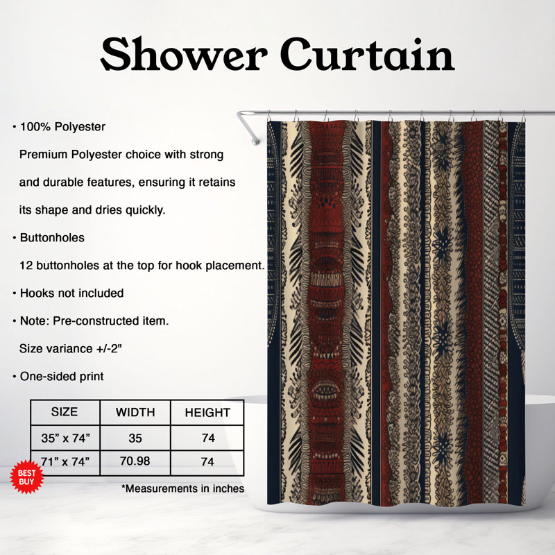 Rideaux de douche Boho, H 74 po x l 71 po