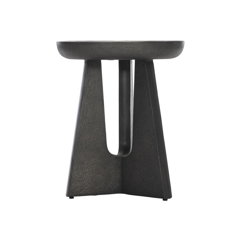 Black Round Metal Transitional End Table