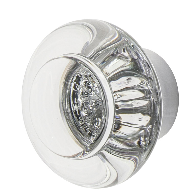 Poignée d'armoire ronde en cristal transparent 1 3/8 po Nostalgic Warehouse, Chrome brillant