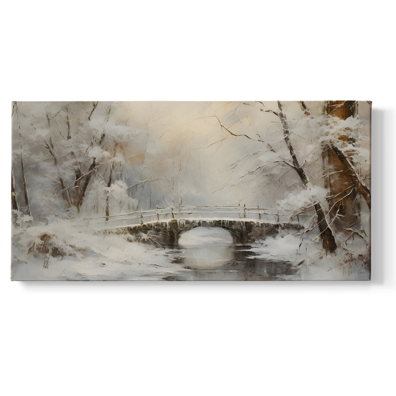 Série paysage - CMXCII - Toile tendue avec châssis encadré - Prêt à être accroché, H 17 po x l 33 po, Doré
