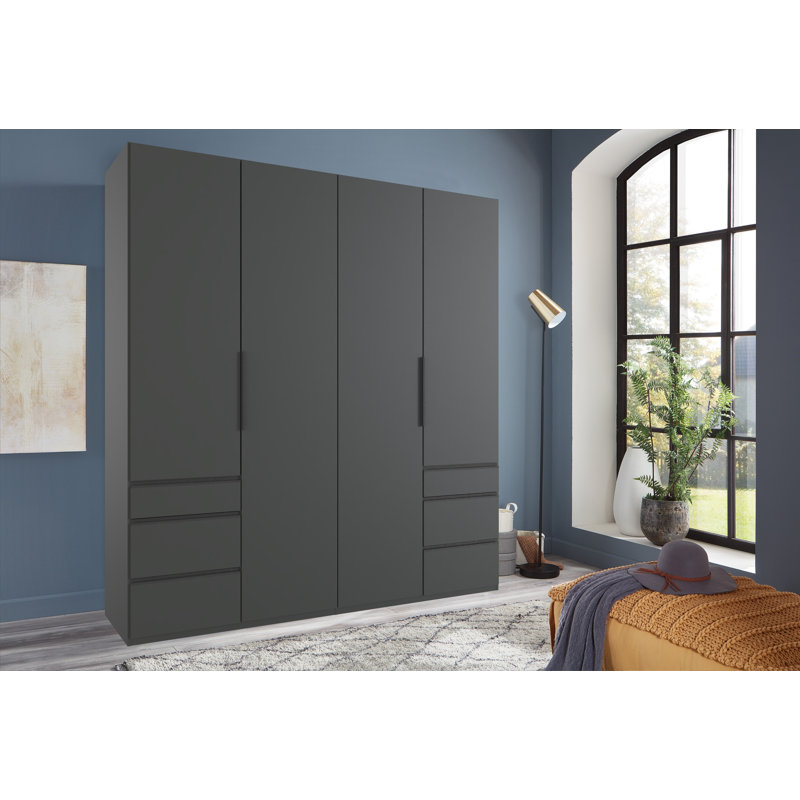 Guardino 4 Door Wardrobe, Graphite, 236cm H x 200cm W x 58cm D