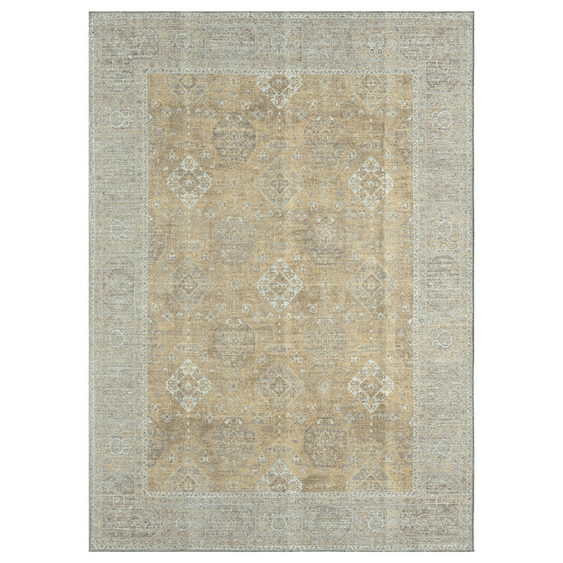 Barclay Washable Gold Area Rug, Rectangle 2' x 3'