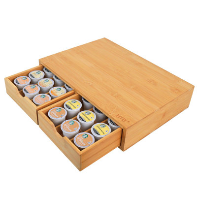 K Cup Holder Compatible With K Cups,Coffee Pod Holder Holds Up 30 Cups,K Cup Organizer Storage Drawer，Bamboo -  COOREL, CTBB082WQXYCC
