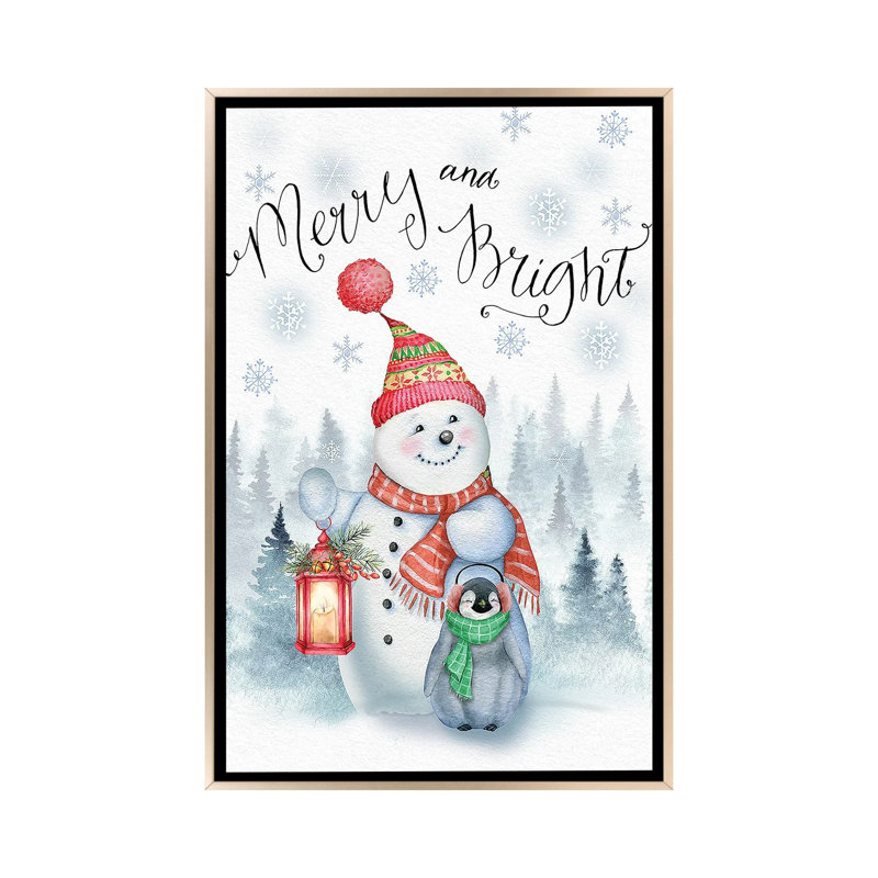 «Merry and Bright», reproduction d'art sur toile encadrée, H 26 po x l 18 po, Champagne