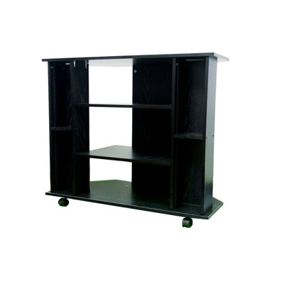 Black 35" X 30" Tv Stand In Wood - Corner Space Saver For Screens Stand, Saving Televisions